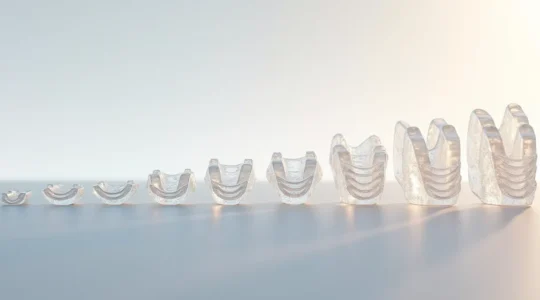 Représentation visuelle du spectre de complexité des malocclusions corrigibles par Invisalign, montrant différents niveaux de correction dentaire